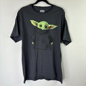Mad Engine Mens Sz Large Star Wars Mandalorian Grogu Baby Yoda T Shirt Gray